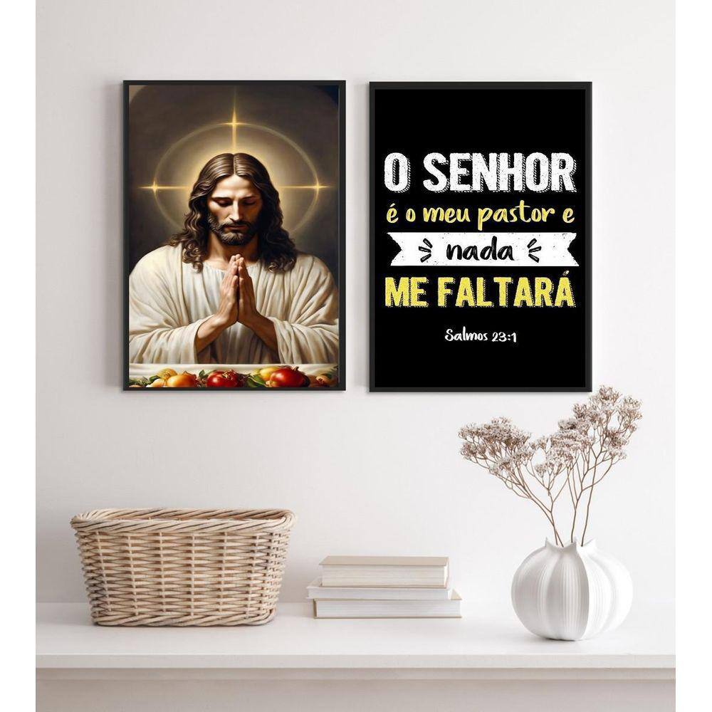 Kit 2 Quadros Cozinha O Senhor É Meu Pastor 45X34Cm - Vidro