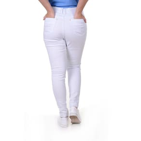 Uniforme Feminino: Calça Skinny Cintura Alta Tecido de Brim - Branca