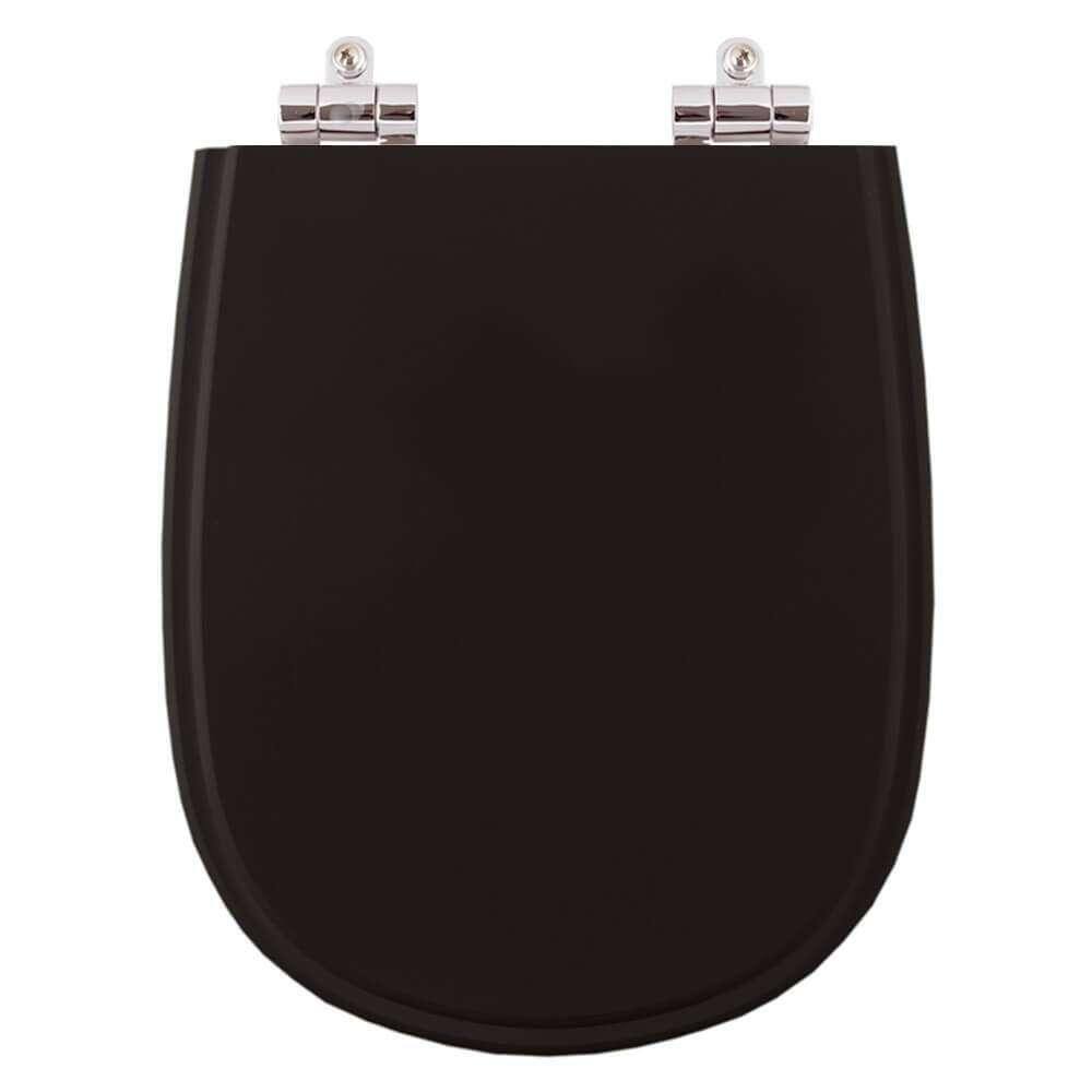 Assento Sanitario Poliester com Amortecedor Paris Preto para Vaso Ideal Standard