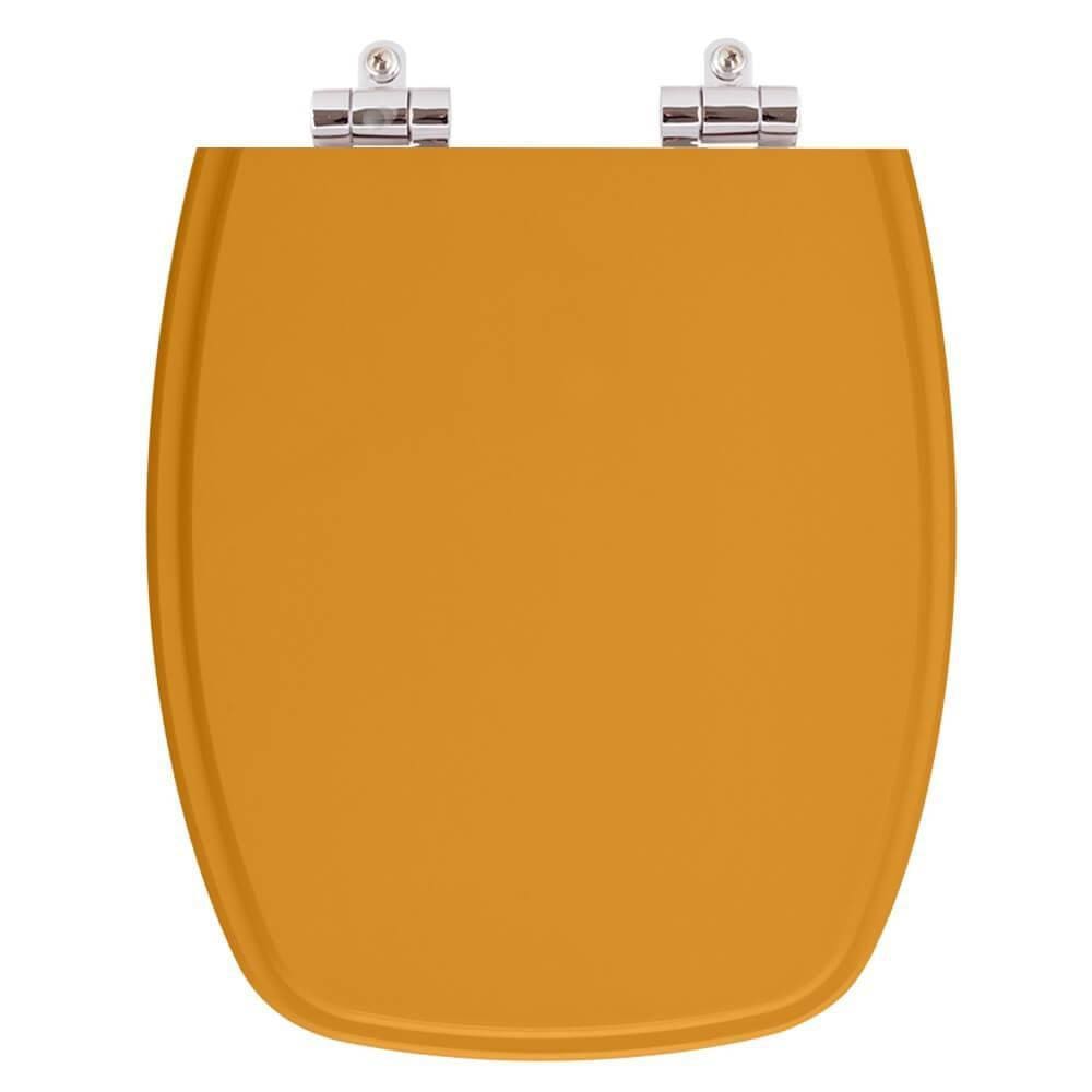 Assento Sanitário Poliester Soft Close Stylus Amarelo Terra para vaso Celite