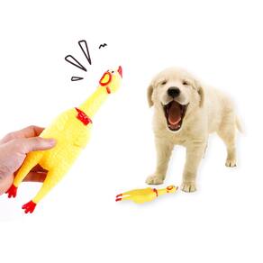 Frango Galinha Pet Com Apito Sonoro Mordedor De Borracha