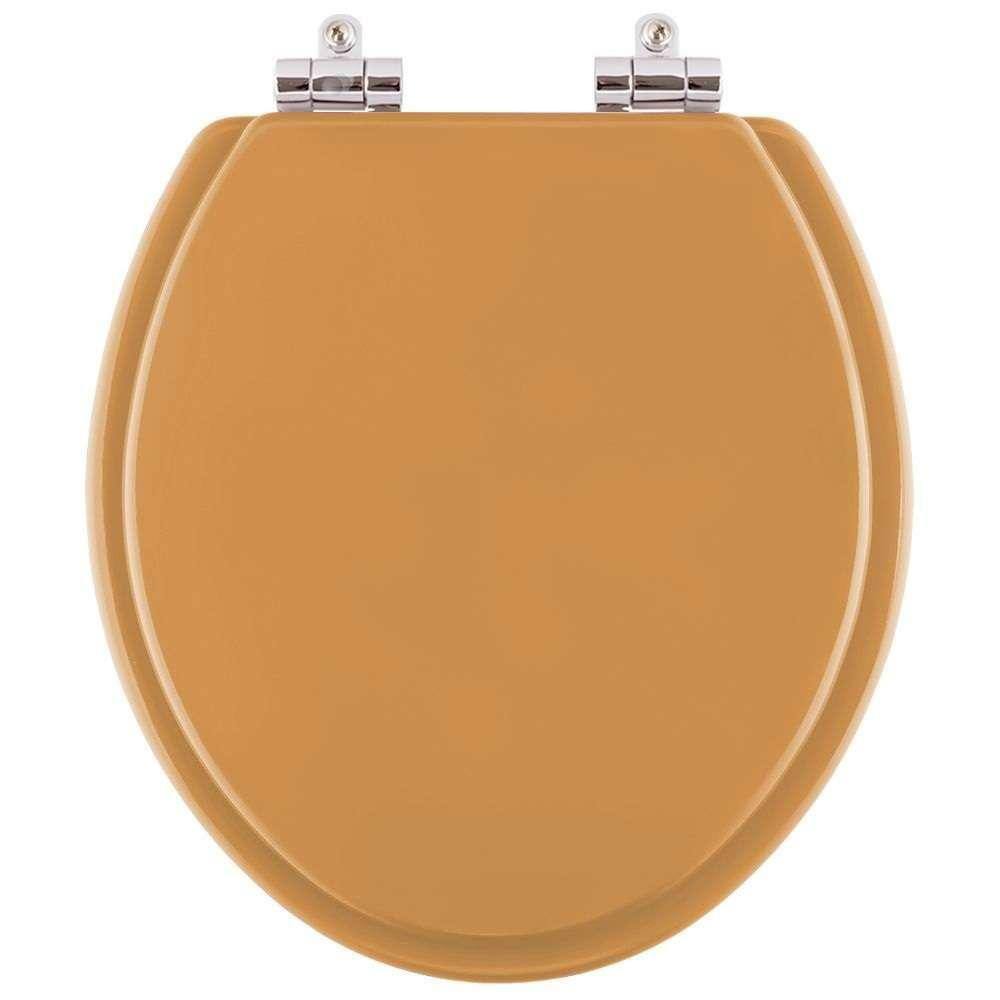Assento Sanitario Poliester com Amortecedor Lirio Amarelo Terra para Vaso Celite