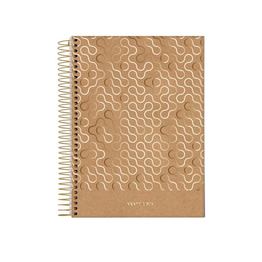 Caderno Espiral  Kraft Gold Ondas Jandaia 1 Matéria 80 Fls
