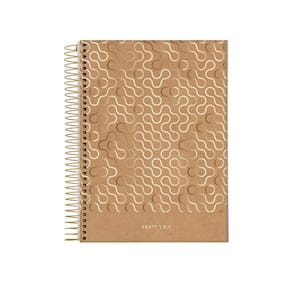 Caderno Espiral  Kraft Gold Ondas Jandaia 1 Matéria 80 Fls