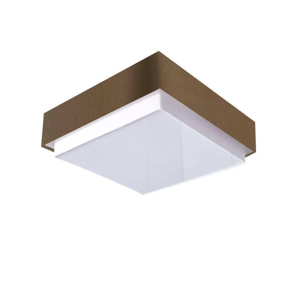 Plafon Quadrado Vivare Md-3091 Cúpula Em Tecido 50x50cm Cáqui Bivolt