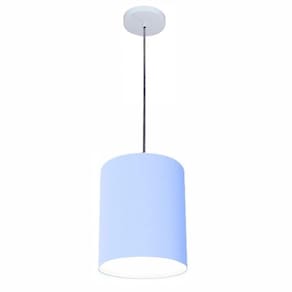 Luminária Pendente Md-4102 Cúpula Em Tecido Cor Azul-bebê Cor Da Canopla Branca E Fio Transparente