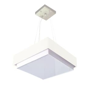 Lustre Para Sala De Jantar Vivare Md-4404 Cúpula Em Tecido 50x50cm Cor Branco Bivolt