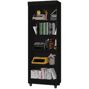 Estante Multiuso Livreiro Aspen J&A Móveis com 05 prateleiras – Preto fosco