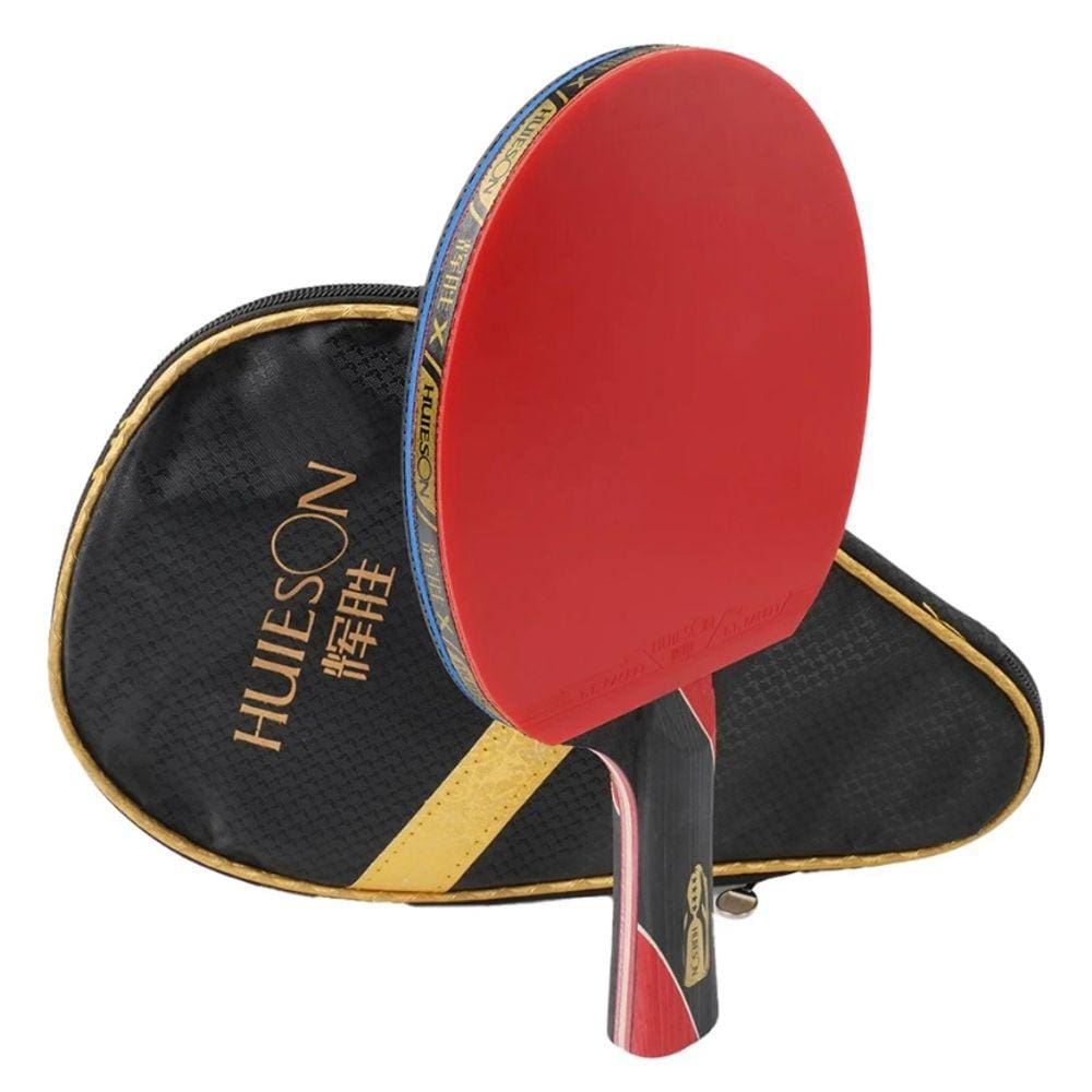 Raquete de Tênis de Mesa Profissional Huieson 5 Estrelas FL com case preta + 3 bolas