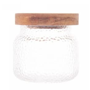 Porta Mantimento de Vidro Martelado com Tampa de Acacia Petra 350ml - Lyor