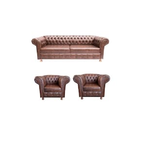 Um Sofá Luiz XV 1,80cm + Duas Poltronas Luiz XV Corano Marrom