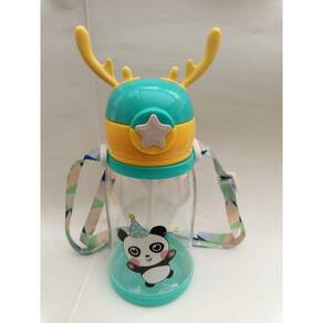 Garrafa Alce Verde E Amarela Estampa Panda 550 Ml Água