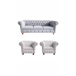 Um Sofá Luiz XV 200cm + Duas Poltronas Luiz XV Corano Branco