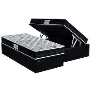 Cama Box Baú Solteiro: Colchão Anatômico Probel D45 / EP Firmepedic ProDormir Advanced Tech2000 + Base CRC Suede Black(88x188)