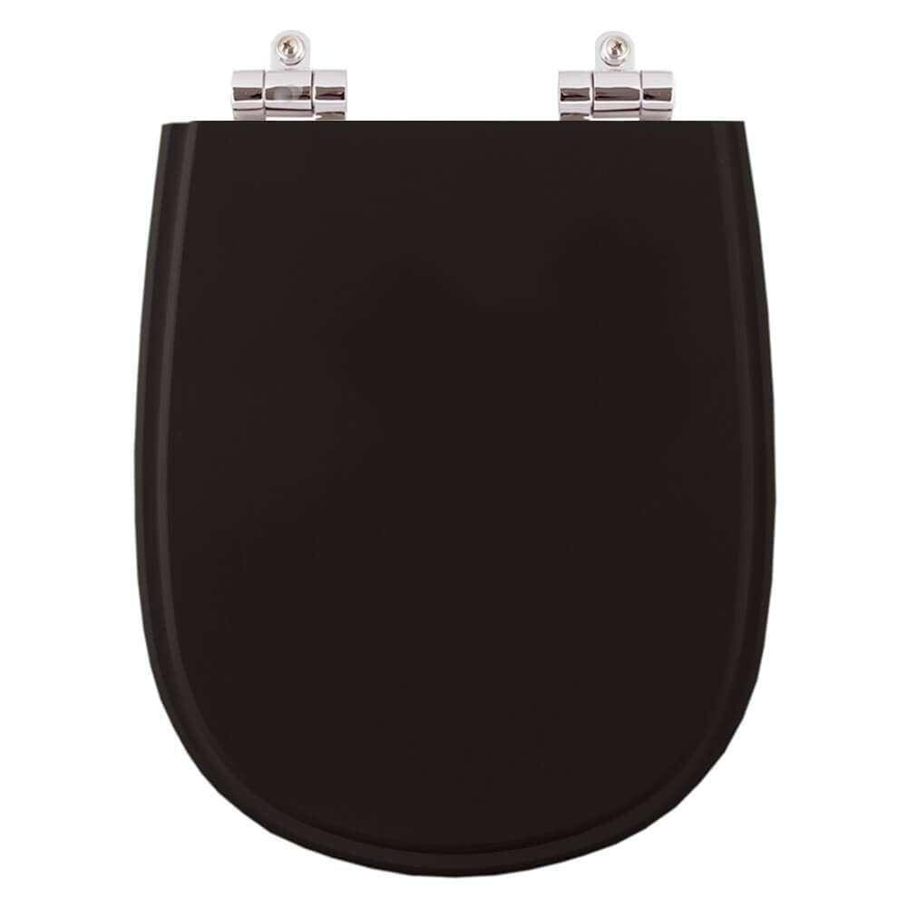 Assento Sanitario Poliester com Amortecedor Paris Preto para Vaso Ideal Standard