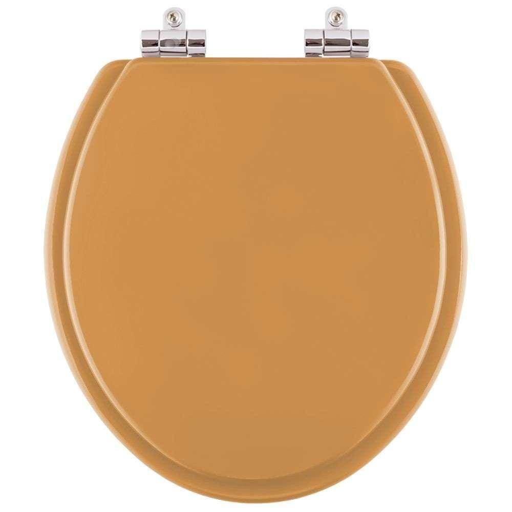 Assento Sanitario Poliester com Amortecedor Convencional Oval Amarelo Terra para vaso Celite