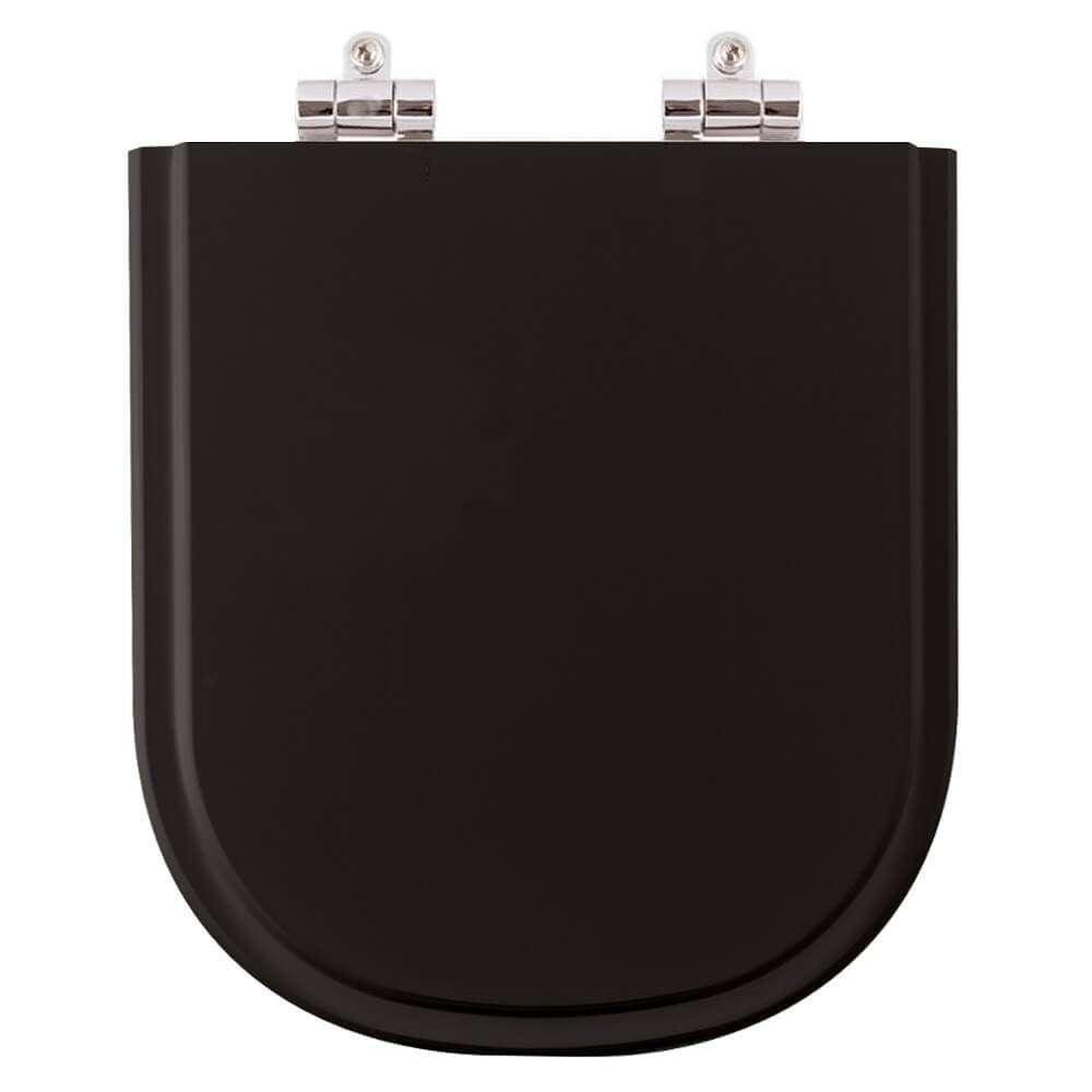 Assento Sanitário Poliester Soft Close Flox Preto para vaso Fiori 6lpf
