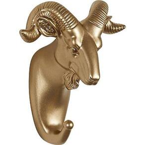 Gancho De Parede Decorativo Muflao Em Poliresina Dourado - 1