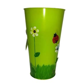 Vaso Balde Metal Enfeite Jardim Quintal Varanda Joaninha Flor Verde (sybo-g8)