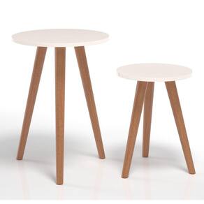 Mesa De Canto Redonda Qualidade Elegante Off White