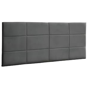 Cabeceira Painel Cama Box King Size 193cm Raissa Suede Cinza