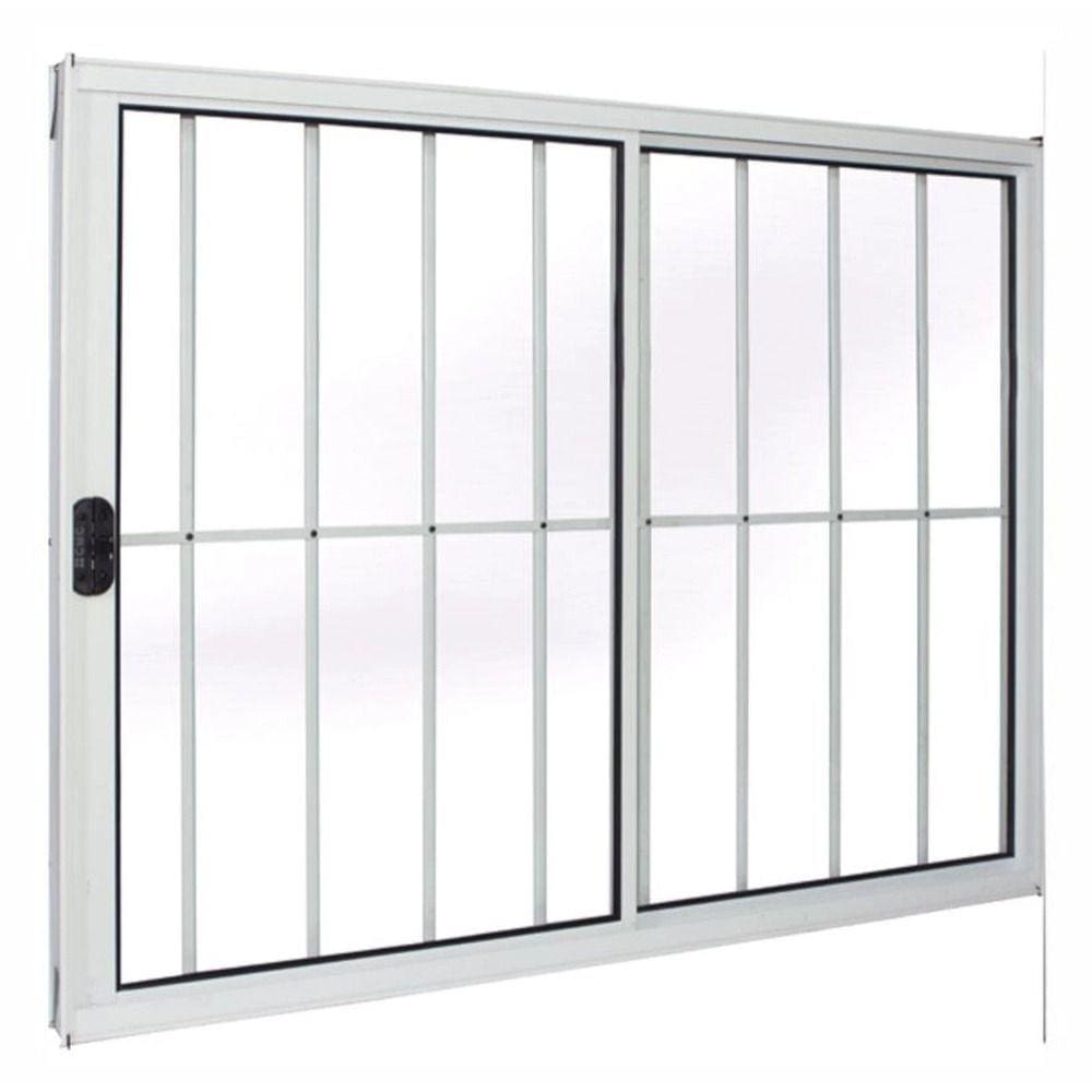 Janela 2 folhas 1,00x1,20 com grade no alumínio branco