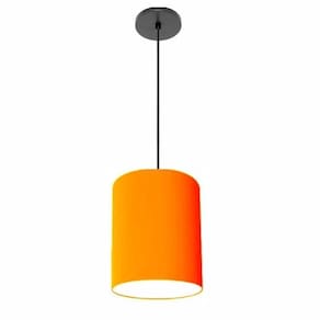 Luminária Pendente Md-4102 Cúpula Em Tecido Cor Laranja Cor Da Canopla Canola Preta E Fio Preto