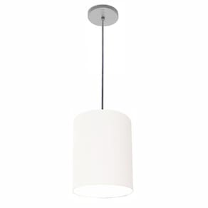 Luminária Pendente Md-4102 Cúpula Em Tecido Cor Branca Cor Da Canopla Cinza E Fio Transparente