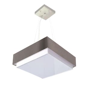 Lustre Para Sala De Jantar Vivare Md-4405 Cúpula Em Tecido 60x60cm Cor Cinza-escuro Bivolt