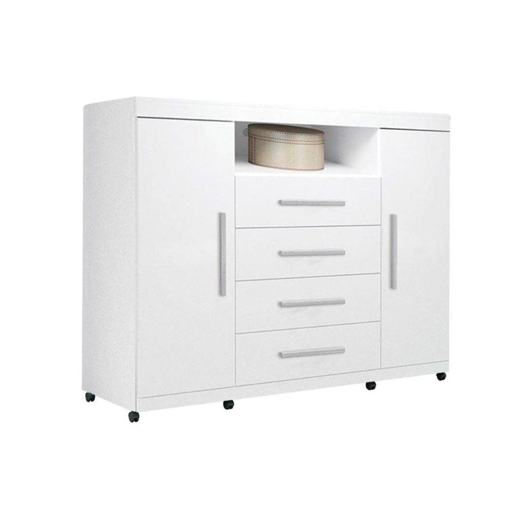 Cômoda de Quarto Master c/ 2 Portas 1 Nicho e 4 Gavetas Branco - Santos Andirá