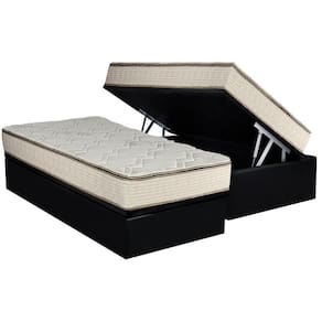 Conjunto Box Baú Solteiro: Colchão Molas Luckspuma Bonnel Montreal Spring + Base CRC Suede Black(88x188)