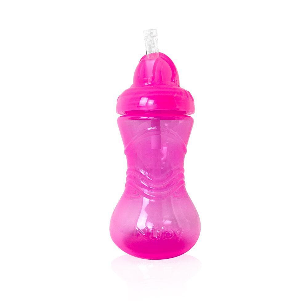 Copo com Canudo Macio e Tampa Retrátil 300 ml Rosa - Nûby