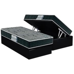 Conjunto Box Baú Solteiro: Colchão Espuma Probel D33 ProDormir Advanced Mega Resistente + Base CRC Suede Black(88x188)