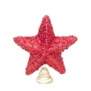 Ponteira Estrela C/ Glitter Vermelho 20cm