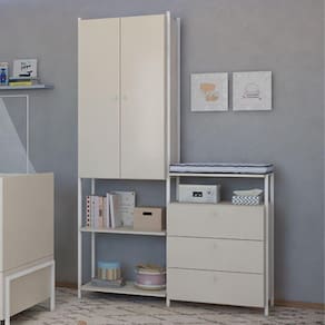Guarda Roupa para Bebê Metalic Industrial Bege/branco Bege