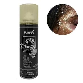 Spray Glitter Brilho Carnaval Cabelo Roupa Corpo Festas 135ml Dourado