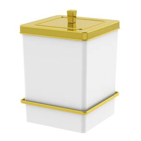 Lixeira 6,5L Tampa Quadrada Com Suporte Ventosa Cesto De Lixo Branco Dourado - 8065BCD Future