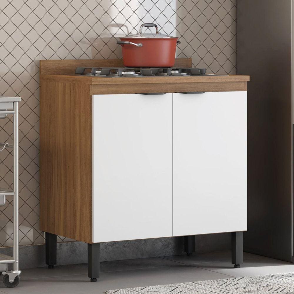 Balcão para Cozinha 80cm 2 Portas Firenze Amendola Touch/Branco