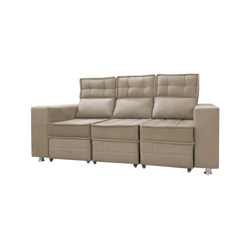 Sofá Retrátil e Reclinável 3 lugares Londres 1.90cm com Molas Suede Speciale Home