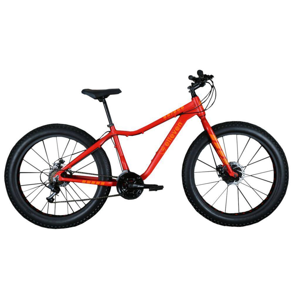 Bicicleta Fat Bike Pneu Largo Aro 26 Alumínio 21V Shimano Freio a Disco Laranja