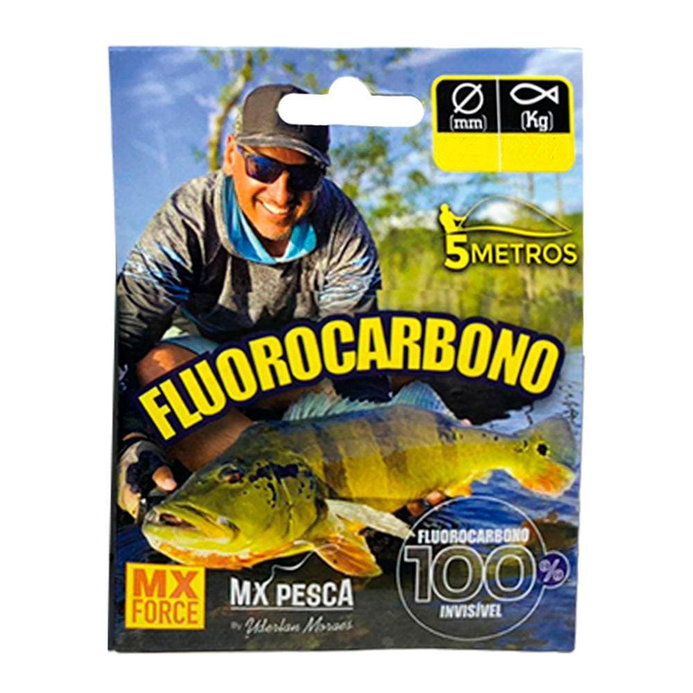 Linha Pesca MX Force Fluorocarbono Cartela 5m Transparente 0.80mm 38,20kg