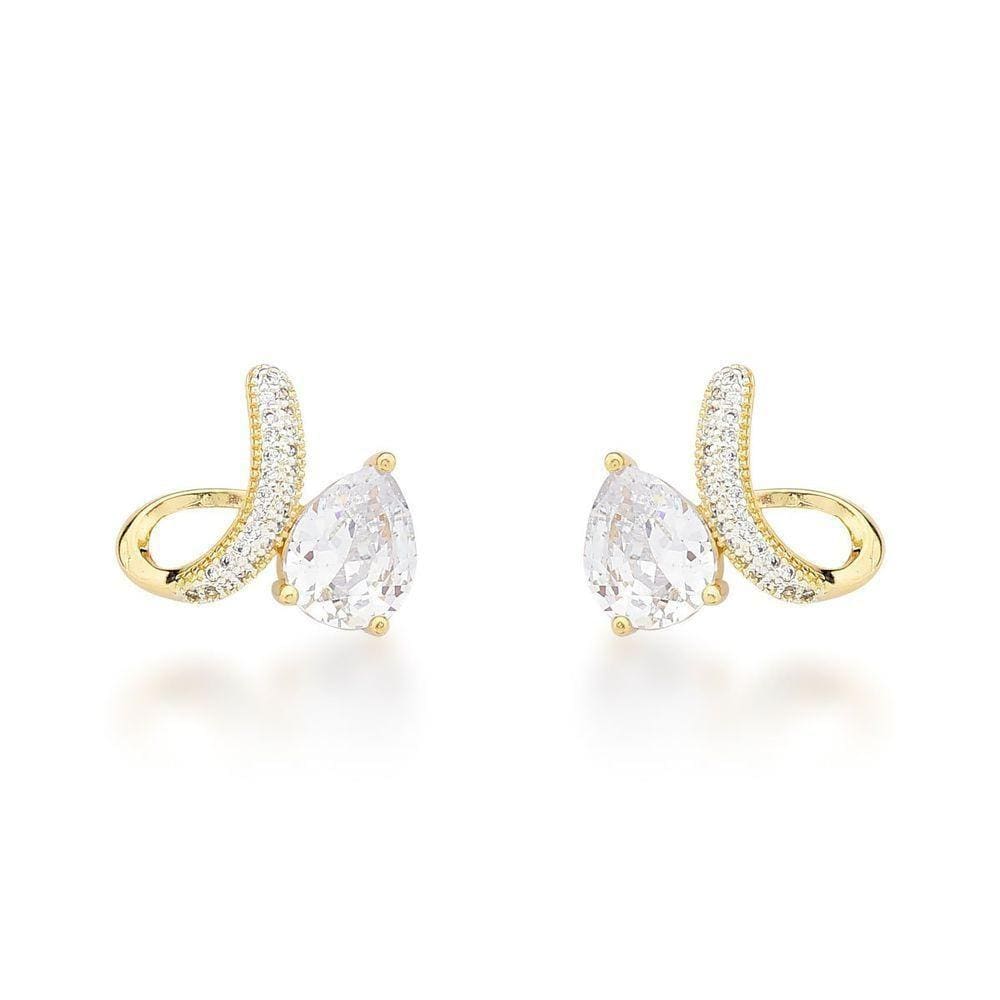 Brinco Delicado Zircônio Gota Banhado A Ouro 18k
