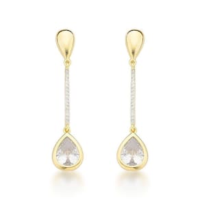 Brinco Festa Duas Gotas Cravejado Banhado A Ouro 18k
