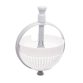 Escorredor e Centrífuga de Plástico para Saladas Branco e Cinza 30cm x 21cm x 12cm - Lyor