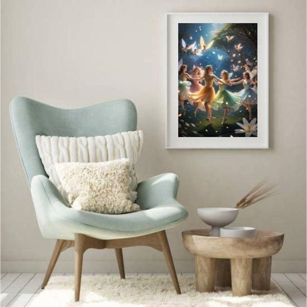 Quadro Decorativo Fadas Coloridas - 60X48Cm