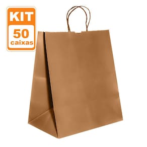 Sacolas Kraft Lisas 28x32x17 Delivery Ecológicas - 25 und