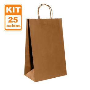 Sacolas Kraft Lisas 22x33x13 Delivery Ecológicas - 25 und