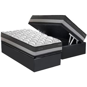 Conjunto Box Solteiro: Colchão Molas Herval Maxspring Minsque C1625 + Base Box Baú CRC Suede Gray(88x188x27)