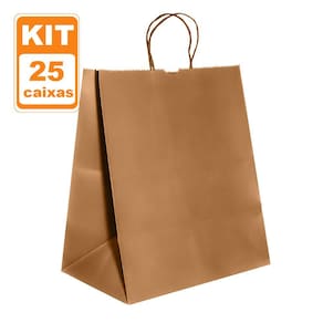 Sacolas Kraft Lisas 28x32x17 Delivery Ecológicas - 50 und