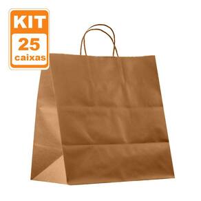 Sacolas Kraft Lisas 31x33x19 Delivery Ecológicas - 25 und